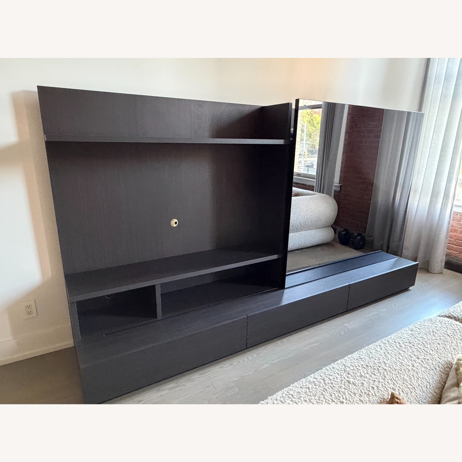 Lazzoni Dark Brown Media Storage with Mirror - image-3