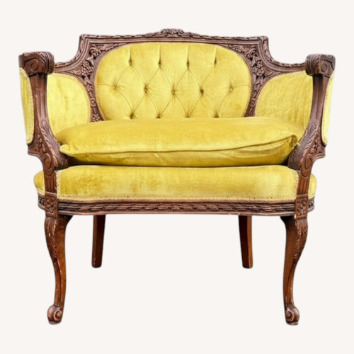 Used Victorian Tufted Velvet Parlor Chair for sale on AptDeco