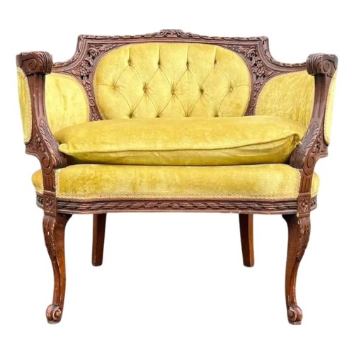 Used Victorian Tufted Velvet Parlor Chair for sale on AptDeco
