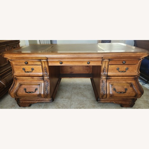 Used Michael Amini Furniture Designs Light Brown Desk for sale on AptDeco