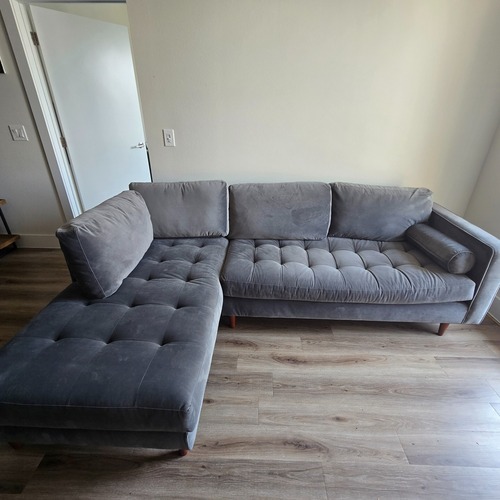 Used Dark Gray Fabric 2 Piece Sectional for sale on AptDeco