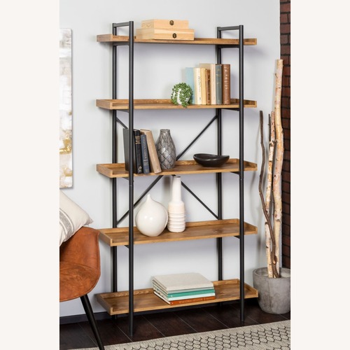 Used Walker Edison Urban Natural Metal Bookcase for sale on AptDeco
