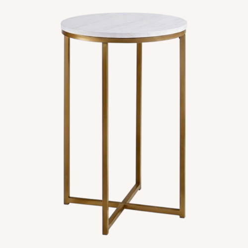 Used Walker Edison Alissa White Marble Side Table for sale on AptDeco