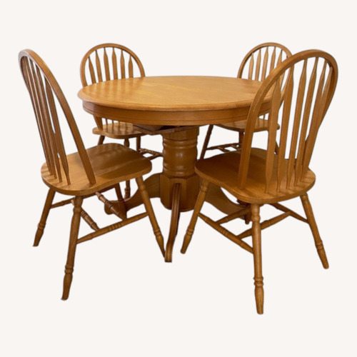 Used Vintage Natural Wood Dining Table and Chairs for sale on AptDeco