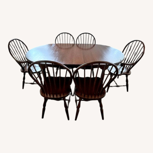 Used Vintage/Antique Finds Dark Brown Wood Dining Set for sale on AptDeco