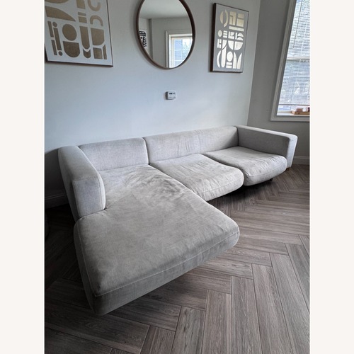 Used West Elm 2 Piece Sectional with Ottoman & Pillows for sale on AptDeco