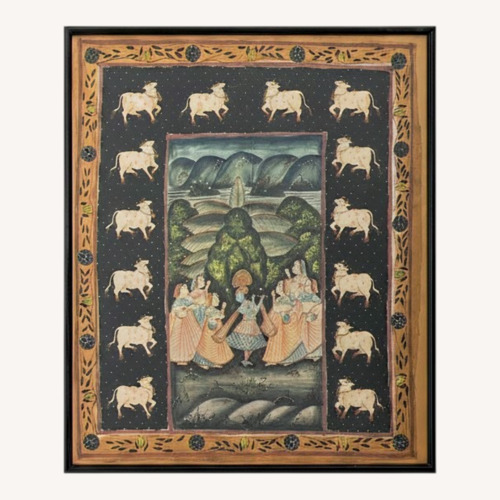 Used Antique Framed Painted Indian Textile for sale on AptDeco
