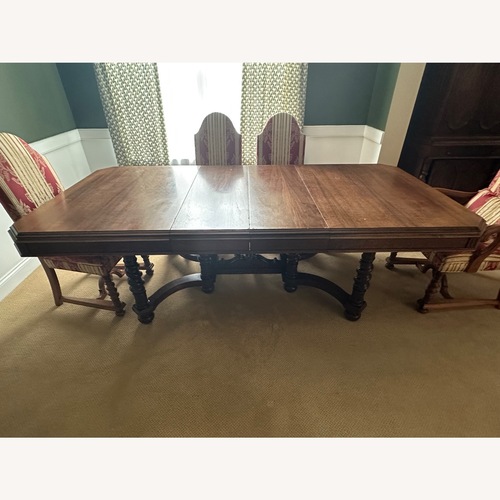 Used Vintage/Antique Dark Brown Wood Dining Set for sale on AptDeco