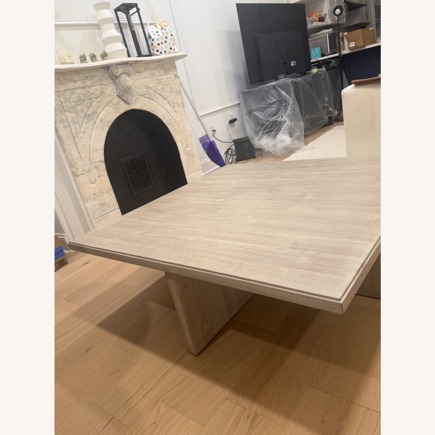 West Elm Light Gray Wood Coffee Table - image-3