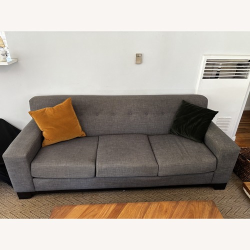 Used Grey 3-Seat Tufted Sofa 86" Wide for sale on AptDeco