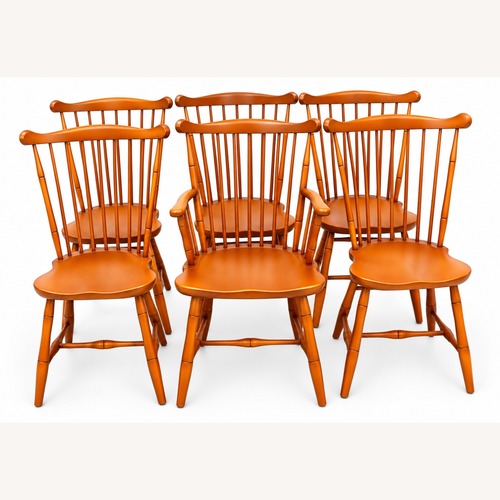 Used Authentic Stickley 6 Spindle-Back Windsor Chairs for sale on AptDeco