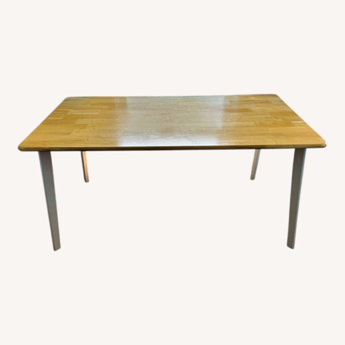 Used Wood Top Desk Dining Table 60x30 White Legs for sale on AptDeco
