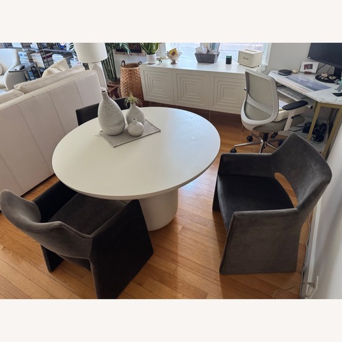 Used CB2 Four Foley Mink Dining Room Armchairs for sale on AptDeco