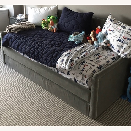 Used Restoration Hardware Belle Dark Gray Upholstered Daybed for sale on AptDeco