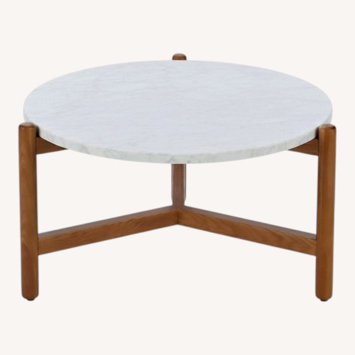 Used Feather Light Gray Marble Coffee Table for sale on AptDeco