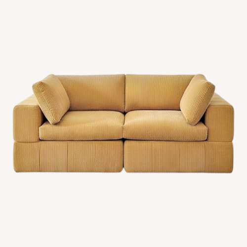 Used Wayfair Aronas 79" Corduroy Square Arm Loveseat Mustard for sale on AptDeco