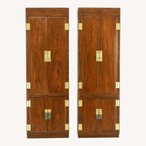 Used Pair Henredon Campaign Armoires Brass Hardware for sale on AptDeco