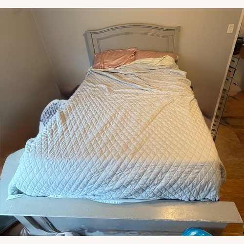 Used Pottery Barn Teen Dark Gray Wood Full Bed for sale on AptDeco
