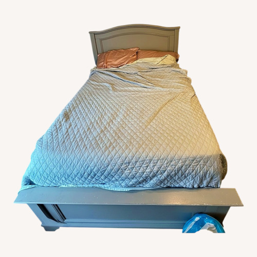 Used Pottery Barn Teen Dark Gray Wood Full Bed for sale on AptDeco