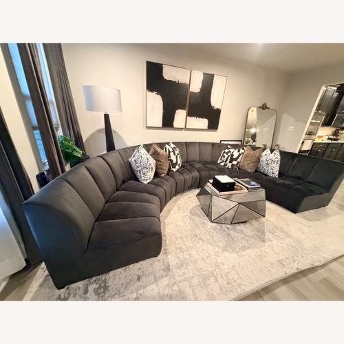 Used Z Gallerie Dark Gray Velvet 6 Piece Sectional for sale on AptDeco