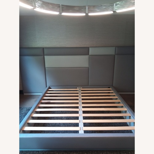 Used Interlude Home Light Gray Leather King Bed for sale on AptDeco