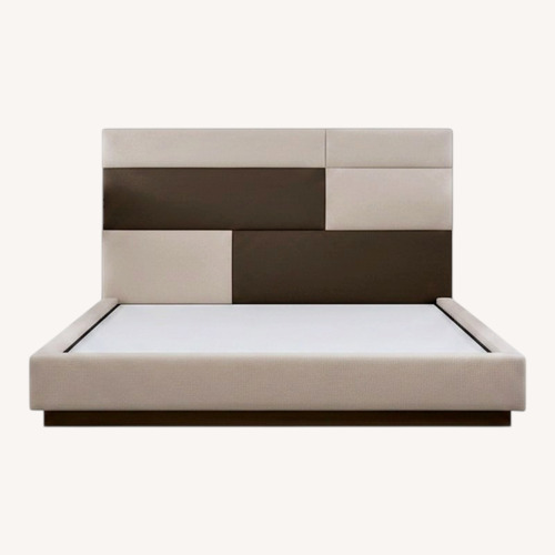 Used Interlude Home Light Gray Leather King Bed for sale on AptDeco