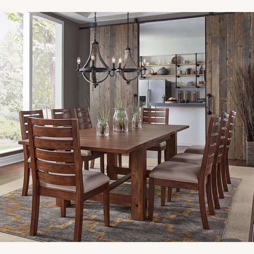 Used Costsco Corinne Dining Table Ash Blonde 9 Piece for sale on AptDeco