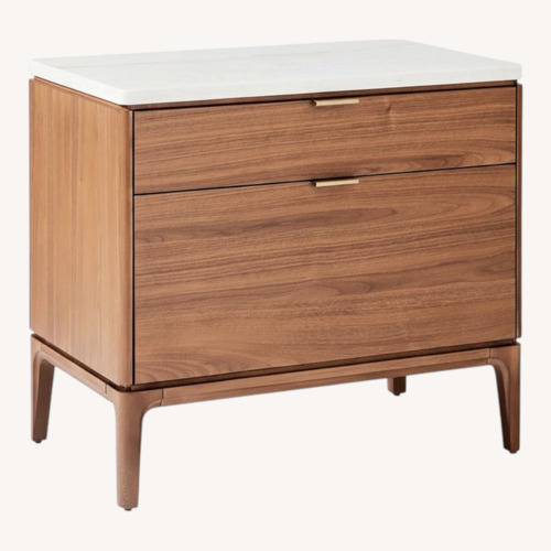Used West Elm Wood Nightstand with Marble Top for sale on AptDeco