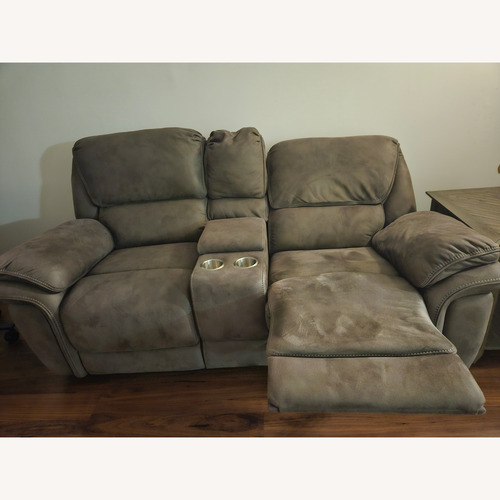 Used Ashley Furniture Light Brown Suede 2 Seater Sofa for sale on AptDeco