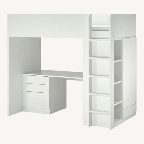 Used IKEA White Wood Bunk Bed for sale on AptDeco