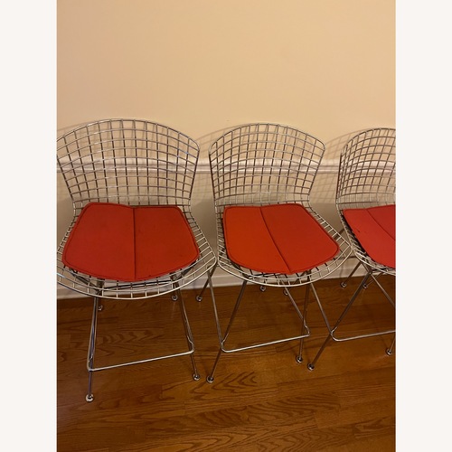 Used Bauhaus Glass Table and 6 Bertoia Style Wire Chairs for sale on AptDeco