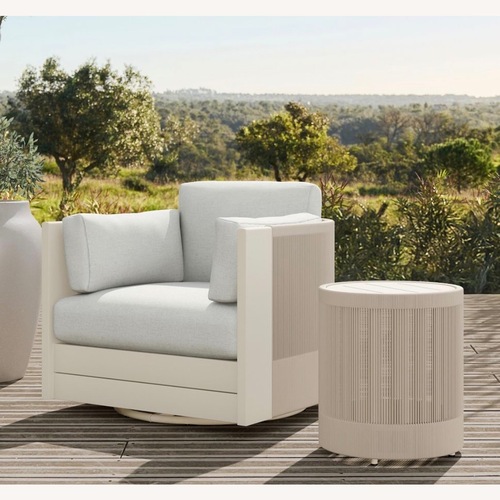 Used West Elm Porto Aluminum Swivel Chair Side Table for sale on AptDeco