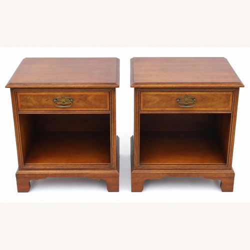 Used Pair Henredon Wood Nightstands with Open Shelves for sale on AptDeco