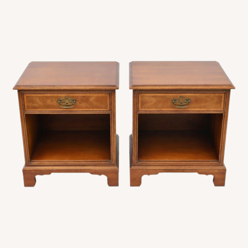 Used Pair Henredon Wood Nightstands with Open Shelves for sale on AptDeco