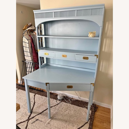 Used Vintage/Antique Finds Blue Wood Hutch Desk for sale on AptDeco
