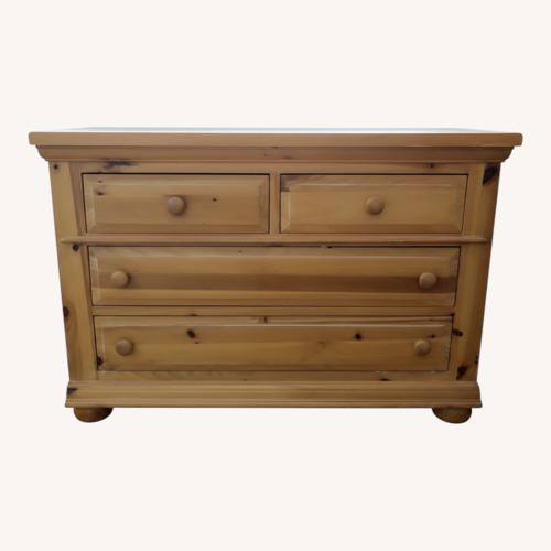 Used Broyhill Furniture Light Brown Wood Lowboy Dresser for sale on AptDeco