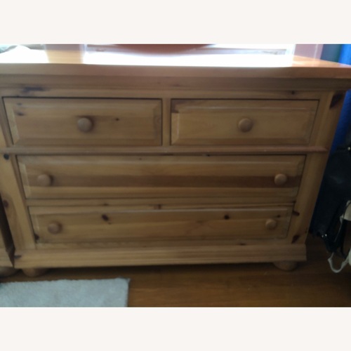 Used Broyhill Furniture Light Brown Wood Lowboy Dresser for sale on AptDeco