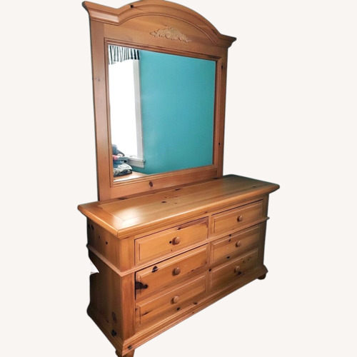 Used Fontana Pine Wood Dresser With Mirror for sale on AptDeco