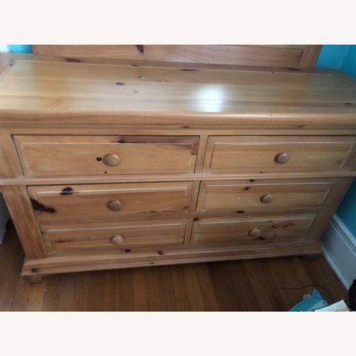 Used Fontana Pine Wood Dresser With Mirror for sale on AptDeco