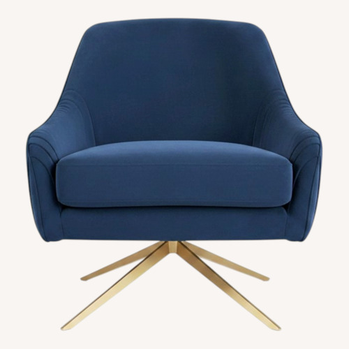 Used West Elm Blue Roar & Rabbit Pleated Swivel Chair for sale on AptDeco