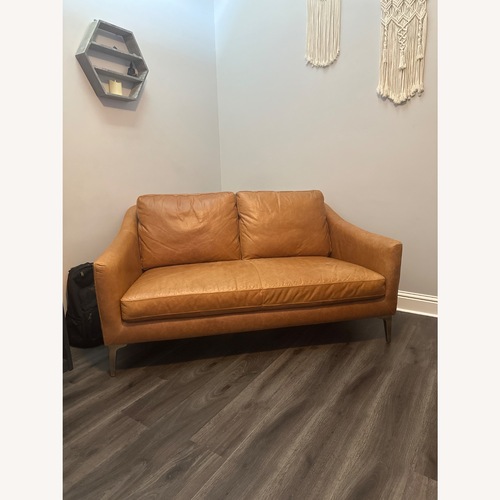 Used Amazon Cognac Leather 2 Seater Sofa for sale on AptDeco