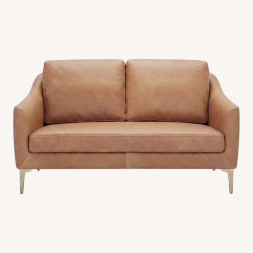 Used Amazon Cognac Leather 2 Seater Sofa for sale on AptDeco