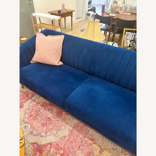 Used Blue Velvet Sofa Large for sale on AptDeco