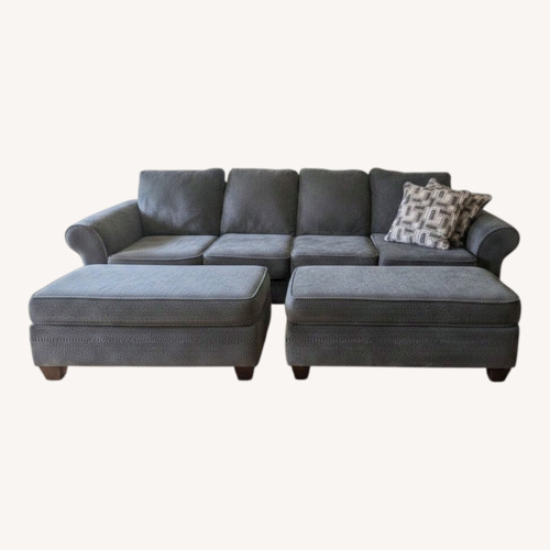 Used Marine Green Sofa With Ottoman for sale on AptDeco