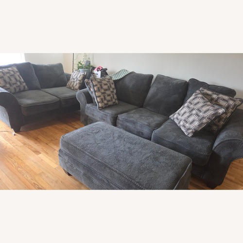 Used Marine Green Sofa With Ottoman for sale on AptDeco