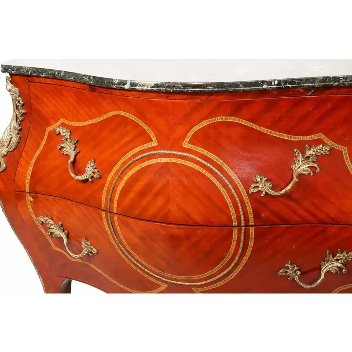 Louis XV–Style Mahogany Bombé Commode Marble Top - image-6