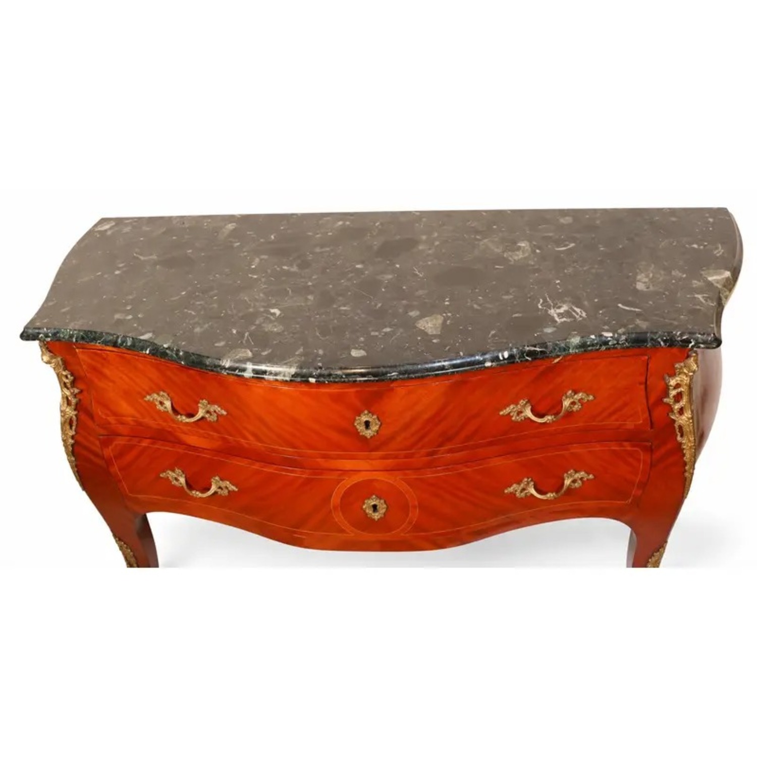 Louis XV–Style Mahogany Bombé Commode Marble Top - image-3