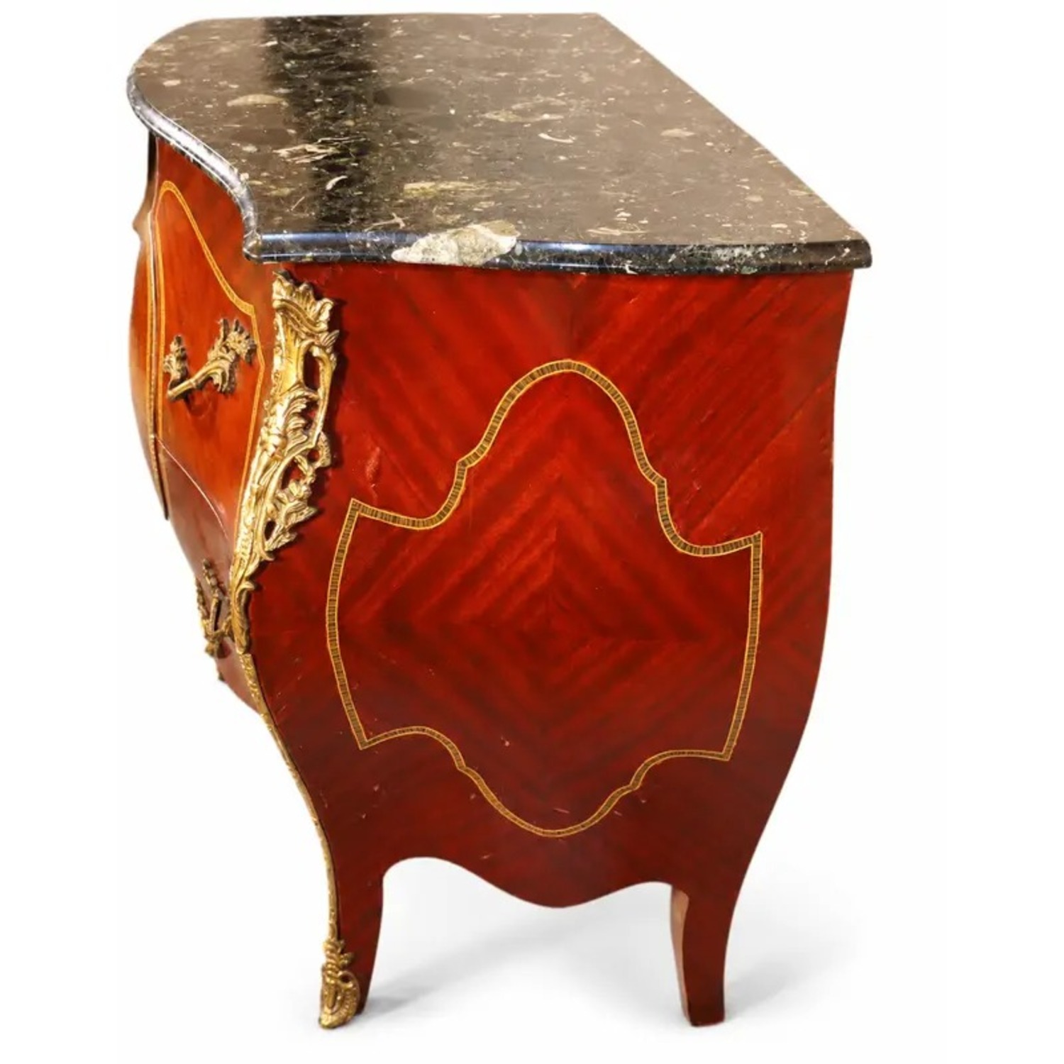 Louis XV–Style Mahogany Bombé Commode Marble Top - image-5