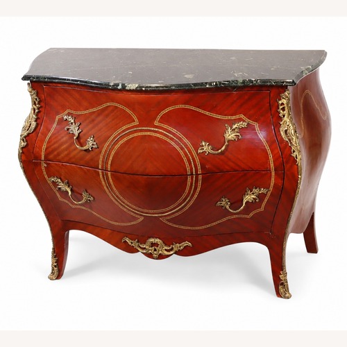 Used Louis XV–Style Mahogany Bombé Commode Marble Top  for sale on AptDeco