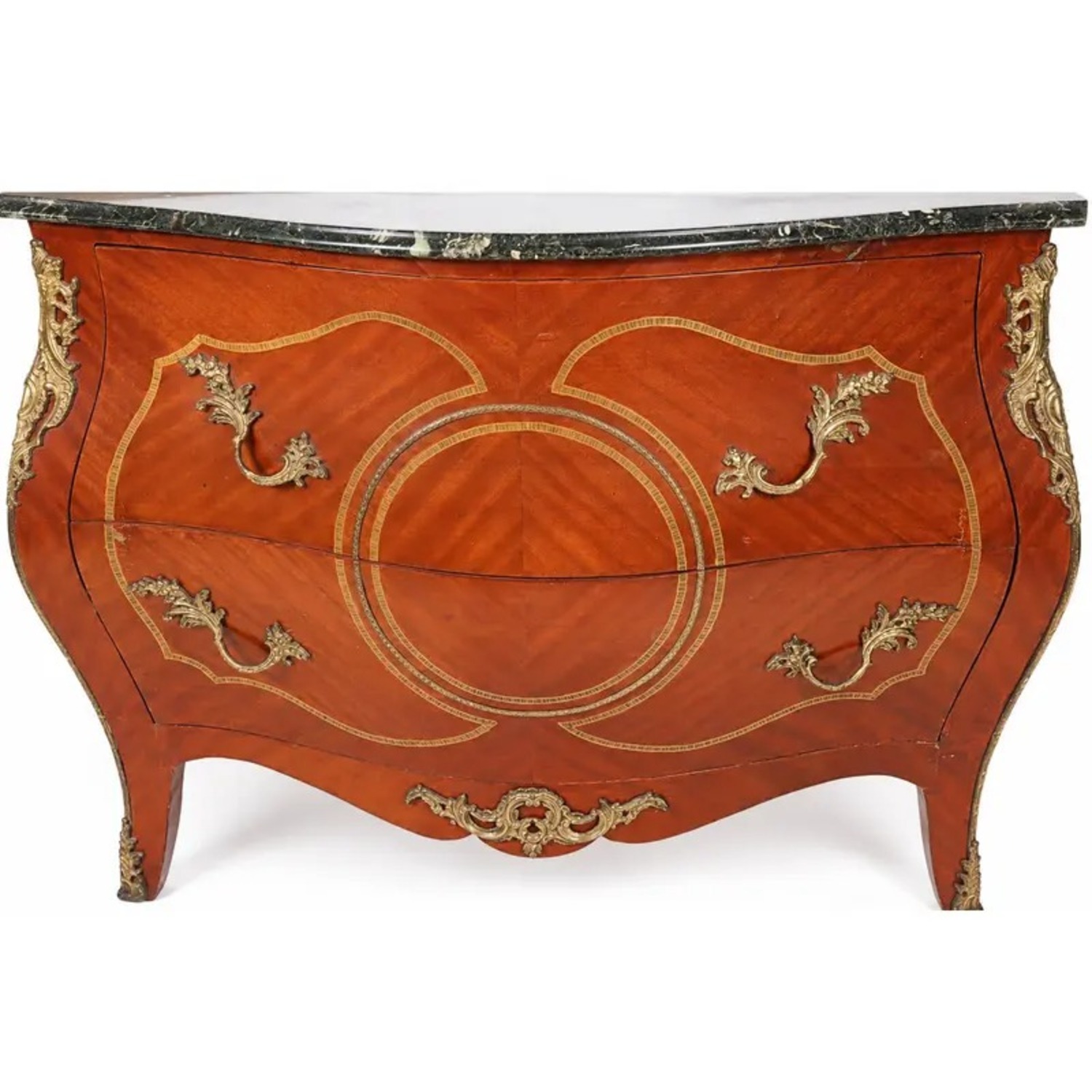 Louis XV–Style Mahogany Bombé Commode Marble Top - image-7